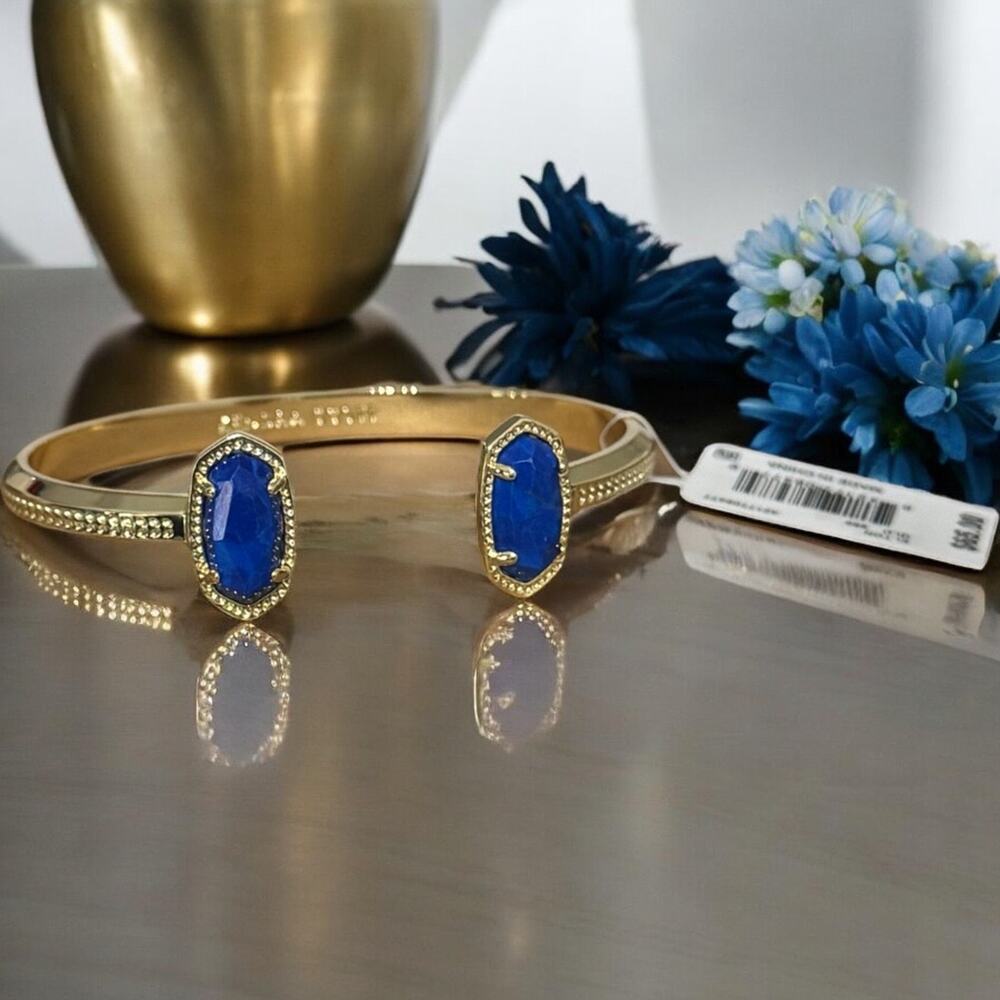 NWT! Kendra Scott Elton Gold Stone Cuff Bracelet in Cobalt Howlite (MSRP $65)